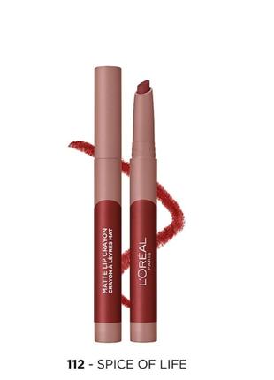 Помада-олівець 
l'oreal paris matte lip crayon