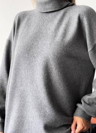 Повседневный свитер, р.42-44,46-48,50-52,54-56, ангора рубчик, серый3 фото