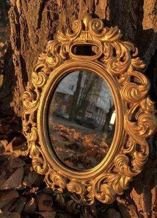 Винтаж винтажное гипсовое фигурное будуар викторианское рококо барокко зеркало бронза бронзовое золото золотое фотосессия рамка сказочное ссср10 фото