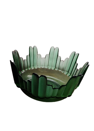 Салатница, десертница, рифлёное стекло, зелёная4 фото