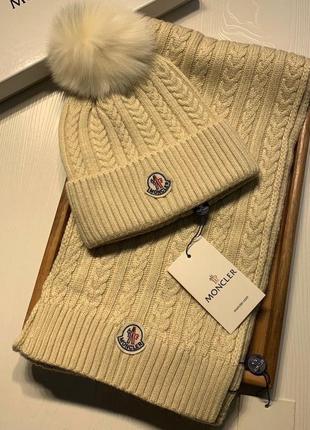 Набір moncler шапка і шарфік