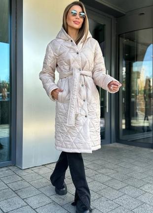 🔝 жіноче зимове стьобане пальто на синтепоні3 фото