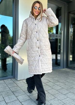 🔝 жіноче зимове стьобане пальто на синтепоні8 фото