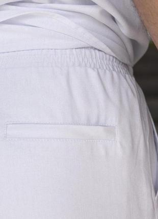 Чоловічі лляні штани вільного крою білі pobedov chill5 фото