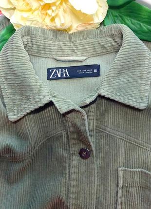 Вельветовая оверсайз рубашка цвет хаки/оливковый zara5 фото