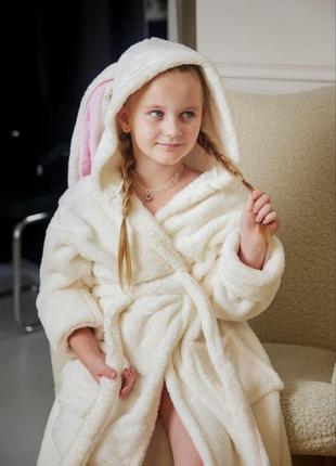 Теплый детский махровый халат зайка с ушками о 6 до 16 лет5 фото