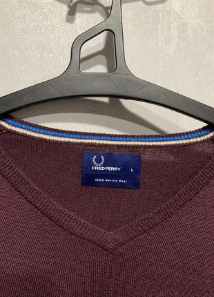 Свитер шерстяной кофта лонгслив мужской fred perry6 фото