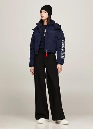 Куртка пуховик tommy hilfiger синий женский укорочённый4 фото