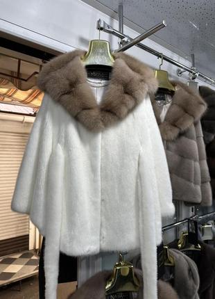 Розкішна норкова шуба «летюча мишь»з соболем