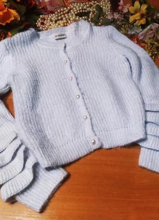 Красивый нежный голубый свитер на пуговицах с модными рукавами девушка lc waikiki girls 12-13 р новый