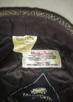 Кепка плоская failsworth  harris tweed, шерсть, жиганка, р. 59.7 фото
