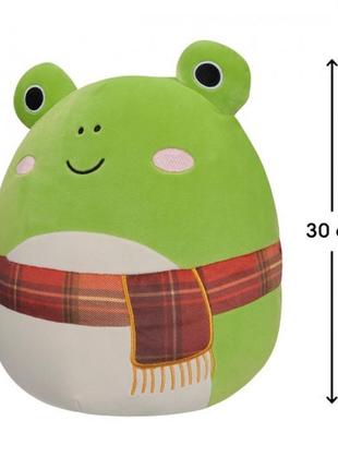 М'яка іграшка squishmallows – жабка венді у шарфі (30 cm)2 фото