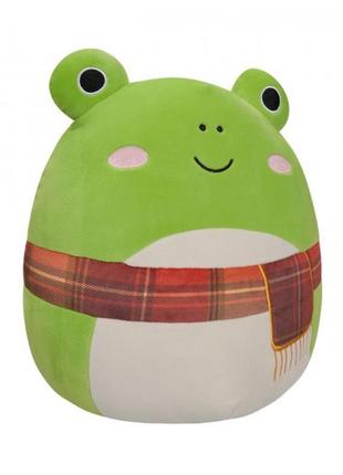 М'яка іграшка squishmallows – жабка венді у шарфі (30 cm)3 фото