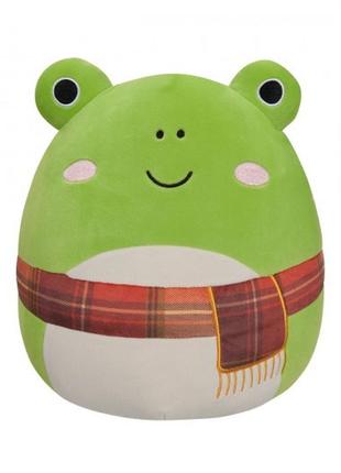 М'яка іграшка squishmallows – жабка венді у шарфі (30 cm)1 фото