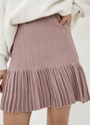 Идеальный комплект на скидке юбка плиссе вязаная и удлиненный роскошный свитер-туника с длинными объемными рукавами трикотаж волан рюша6 фото