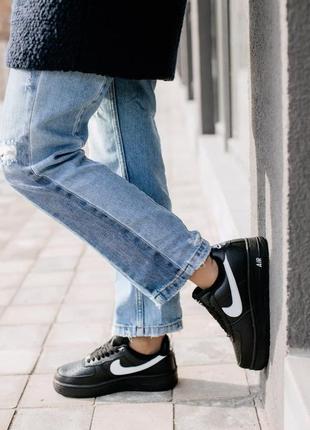 Женские кроссовки nike air force low winter black «white logo» зима скидка sale / smb