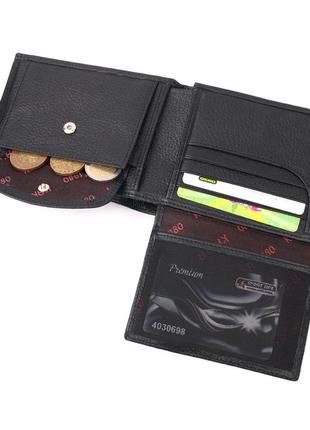Классическое мужское портмоне с хлястиком из натуральной кожи karya 21084 черный5 фото