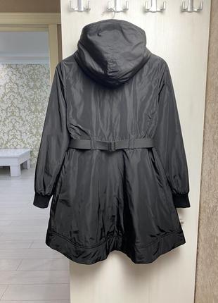 Пальто из плащевой ткани и капюшоном bombers под поясок, укороченное фирменное пальто6 фото