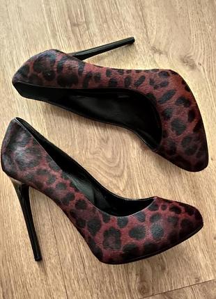 Туфлі зі шкіри поні. леопард d&g