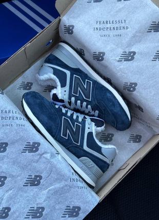 ❄️зимові жіночі кросівки new balance gray white black fur ❄️4 фото