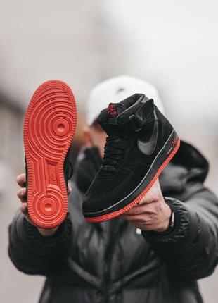 Мужские кроссовки nike ar force high black red зима / smb