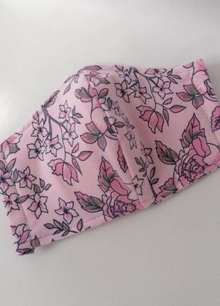 Многоразовая 3 слойная защитная  трикотажная тканевая маска, маска для лица многоразовая  детская или женская