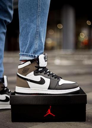 Женские кроссовки nike air jordan retro 1 high dark mocha winter зима / smb