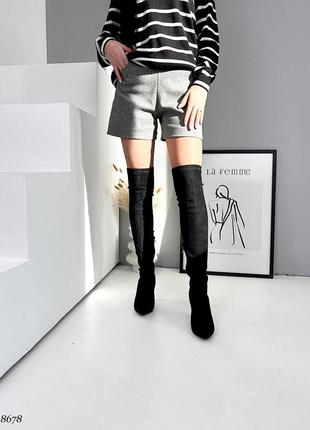 Ботфорты-чулки из натуральной кожи и стрейча на шпильке женские