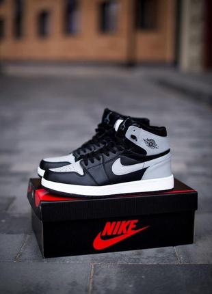 Жіночі кросівки jordan retro 1 high black grey white зима / smb