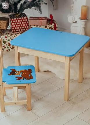 Детский стол с ящиком и стулом для учебы (олень)