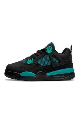 Зимние женские кроссовки на меху nike air jordan 4 retro black mint fur1 фото