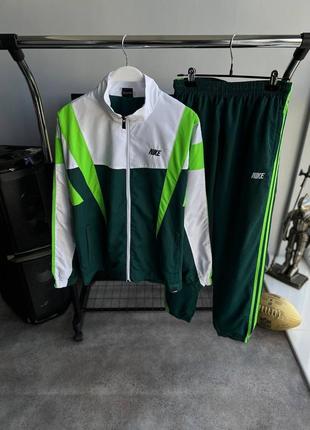Мужской спортивный костюм old school adidas на зиму в бело-зеленом цвете качественного материала, стильный и удобный костюм на каждый день
