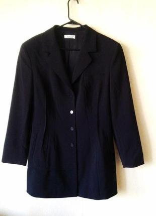 Шерстяной (43 % lana wool )черный приталенный пиджак clasen 18-20 uk