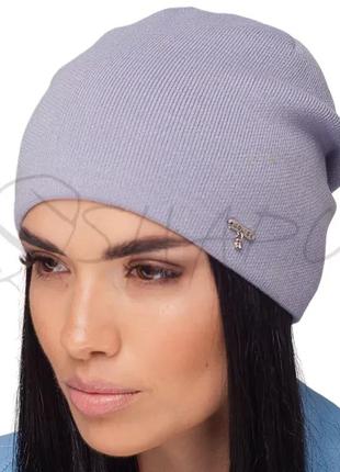 Шапка женская шерстяная утепленная флисовой подкладкой сцепленная сзади leks эврика иней