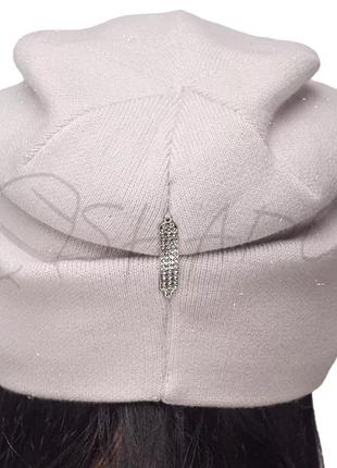 Шапка женская шерстяная утепленная флисовой подкладкой сцепленная сзади leks эврика иней