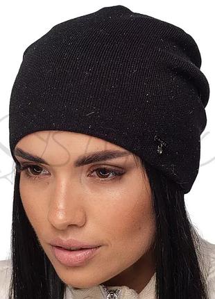 Шапка женская шерстяная утепленная флисовой подкладкой сцепленная сзади leks эврика иней