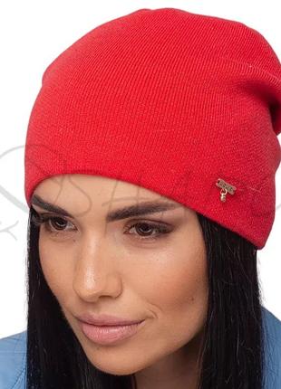 Шапка женская шерстяная утепленная флисовой подкладкой сцепленная сзади leks эврика иней