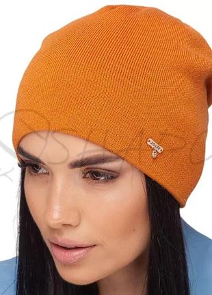 Шапка женская шерстяная утепленная флисовой подкладкой сцепленная сзади leks эврика иней