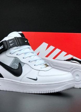 Р.41-46 кроссовки nike air force бело/черные зима