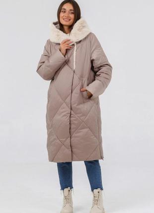 Зимове пальто пуховик великих розмірів lora duvetti, розміри 48-561 фото