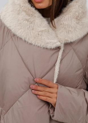 Зимове пальто пуховик великих розмірів lora duvetti, розміри 48-566 фото