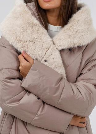 Зимове пальто пуховик великих розмірів lora duvetti, розміри 48-567 фото
