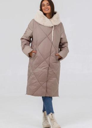 Зимове пальто пуховик великих розмірів lora duvetti, розміри 48-562 фото