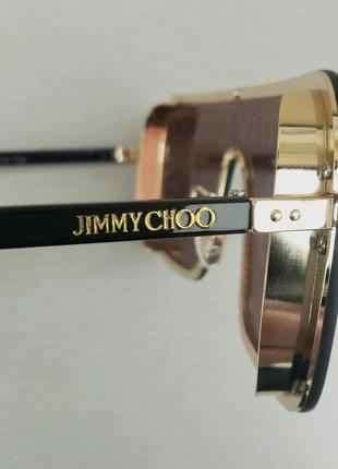 Jimmy choo очки маска женские солнцезащитные коричневые с логотипом бренда7 фото