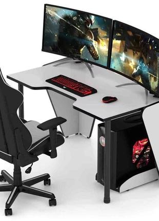 Стол геймерский (игровой) серия king gt15, 1200 мм, белый с чёрным