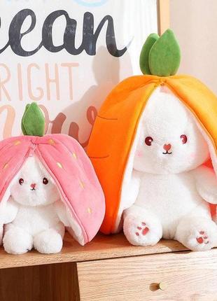 Розвиваючі іграшки для дітей м'яка іграшка кролик трансформер плюшевий 2в1 помаранчевий