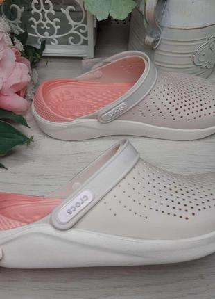 Крокси жіночі пудрові лайт райд lite ride сабо кроксы crocs literide™ clog pink/white6 фото