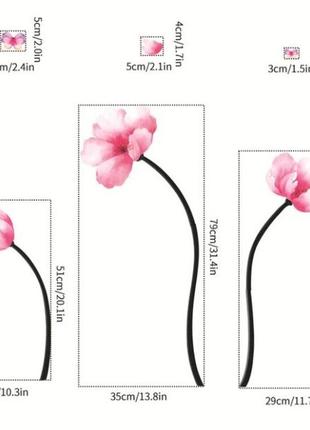 Наклейка виниловая розовые тюльпаны на стену5 фото