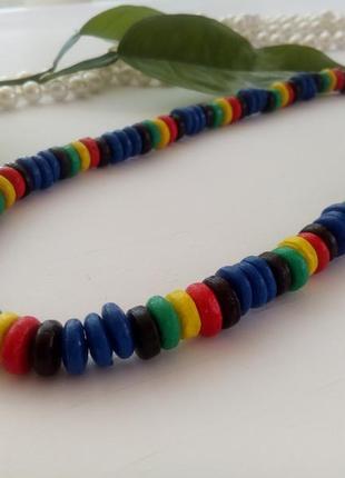 Бусы "радуга" ссср, 50-60-е годы, папье-маше, винтаж, летние