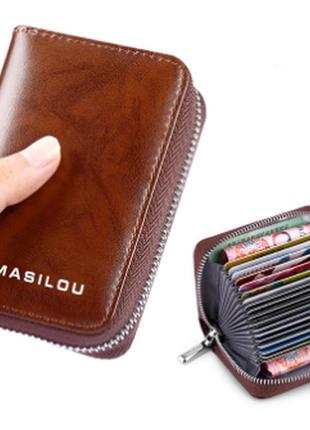 Шкіряний гаманець жіночий з якісної екошкіри маленький коричневий